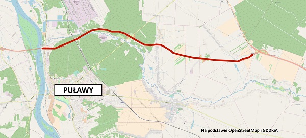 Przebieg oddanej do użytku trasy ekspresowej S12 w okolicy Puław