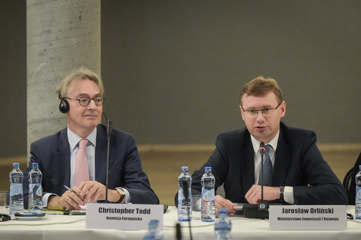 XIX Posiedzenie Komitetu Monitorującego Program Infrastruktura i Środowisko, od lewej: Christopher Todd, Jarosław Orliński